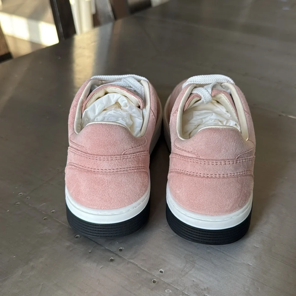 Chanel pink suede trainer sneaker flat s 38.5